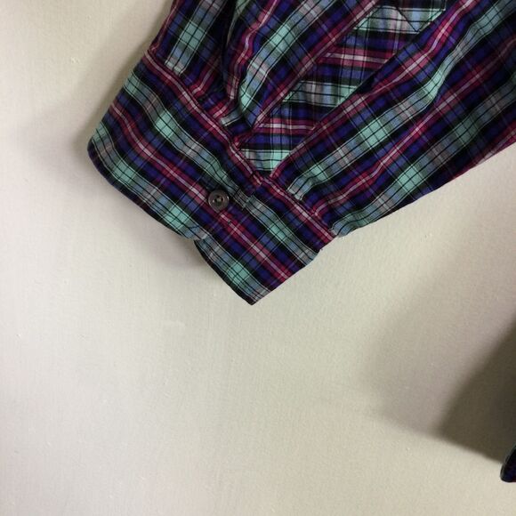 Talbots Womens Cotton Plaid Ruffle Collar Button Up Shirt Multi Plus Size 3X - Picture 10 of 12